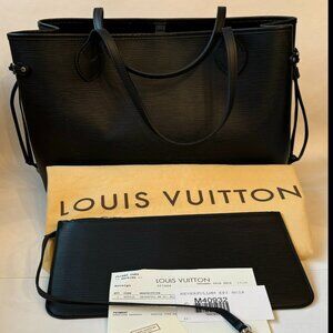 Louis Vuitton Black Epi Leather Neverfull MM Tote